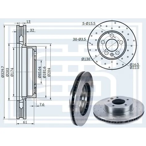 Диск тормозной VW TOUAREG (7L/7P) передний R STARKE 173-936