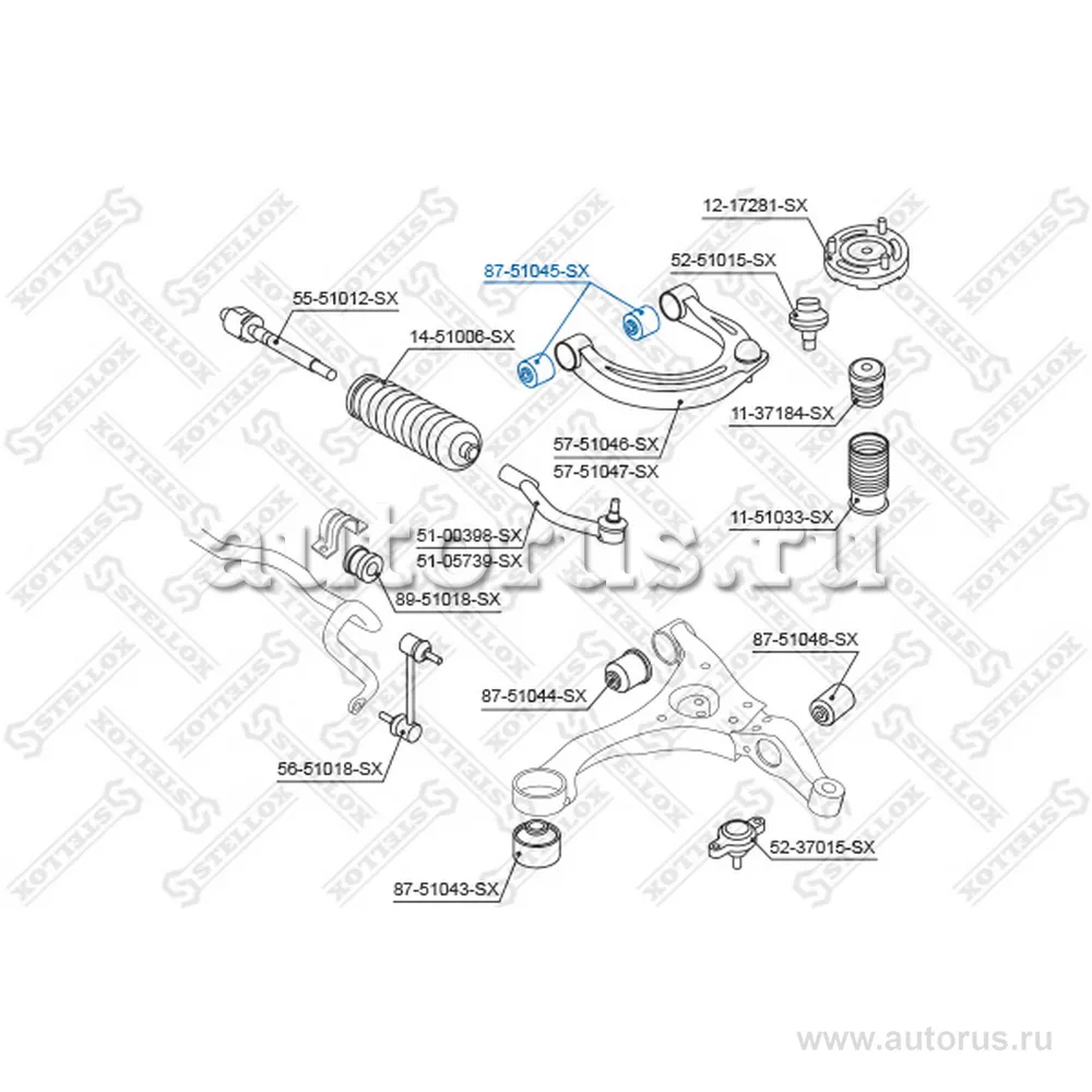 Сайлентблок рычага верхн. Hyundai Sonata NF 04> STELLOX 87-51045-SX