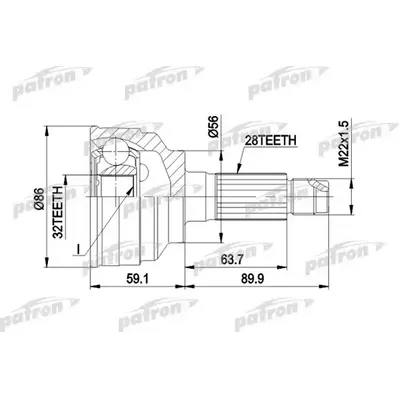 ШРУС наружн к-кт [A:28, B:32, D:88] MAZDA: 626 91- PATRON PCV3021