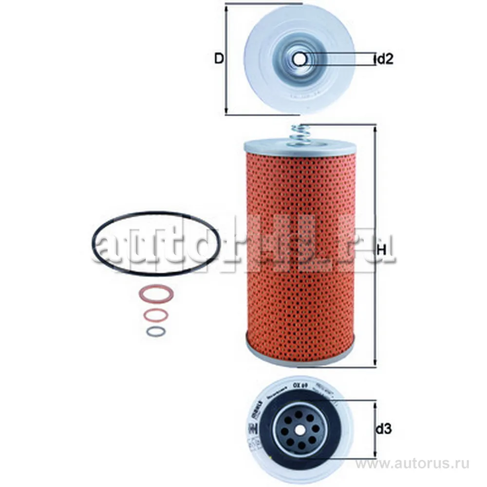 Фильтр масляный DAF/MAN/MB/KAMAZ/SCANIA/SETRA KNECHT/MAHLE OX69D
