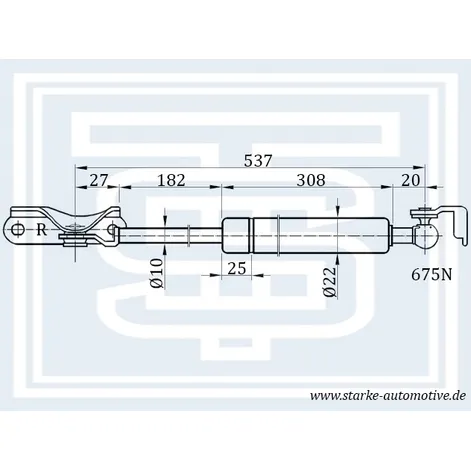 Амортизатор багажника TOYOTA CARINA E (T19) Sportwagon R --09.97 L538mm / 600N STARKE 189-016