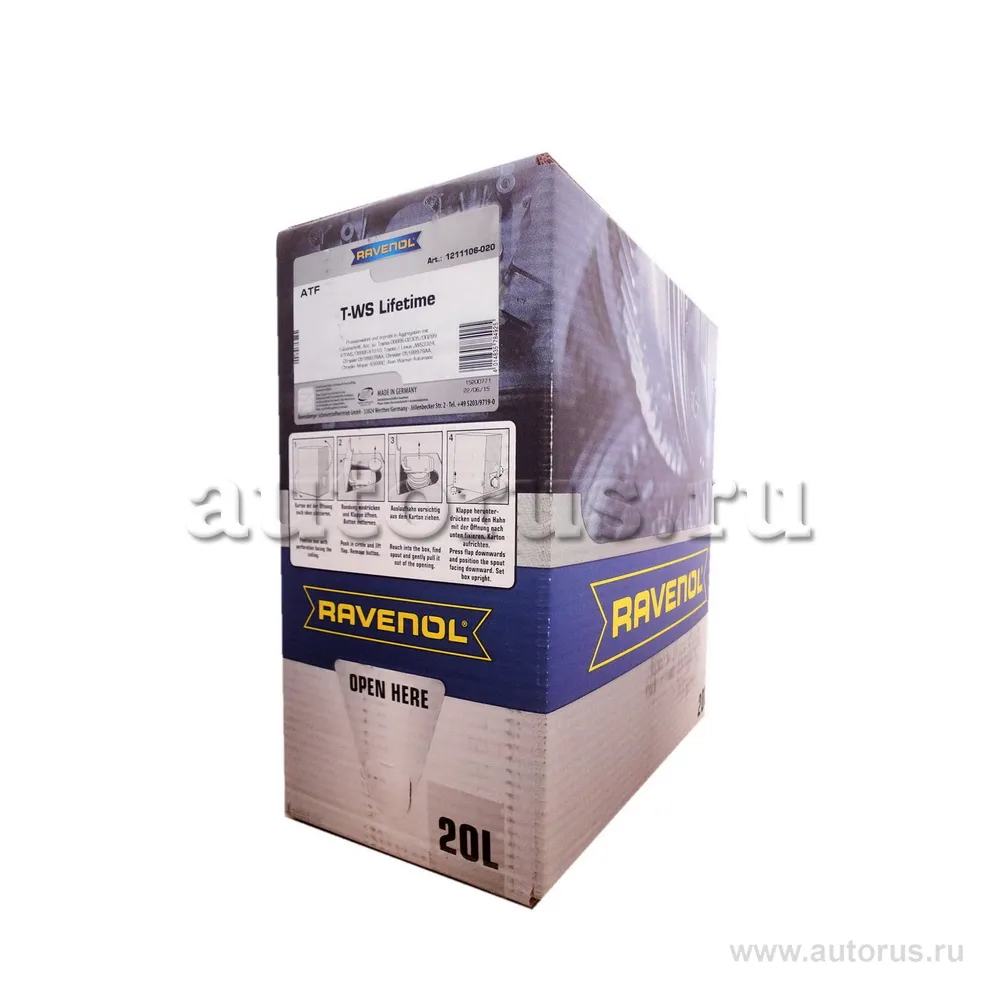 Трансмиссионное масло RAVENOL ATF T-WS Lifetime (20л) ecobox 1211106-B20 (4014835784925)