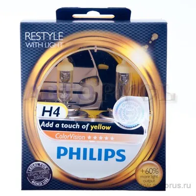 Лампа 12V H7 55W PHILIPS Color Vision Yellow 2 шт. DUOBOX 12972CVPY