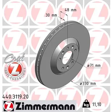 Диск тормозной вентилируемый, COAT Z ZIMMERMANN 440.3119.20