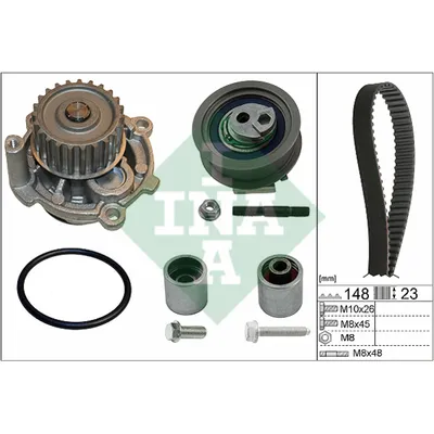 Рем.к-кт ГРМ с помпой AUDI A3 A4 A6, VW PASSAT GOLF, SKODA OCTAVIA 2.0FSI TFSI 04 INA 530044532