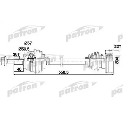 Полуось передняя левая 36x558x94 SEAT: ALTEA 04-, ALTEA XL PATRON PDS0410