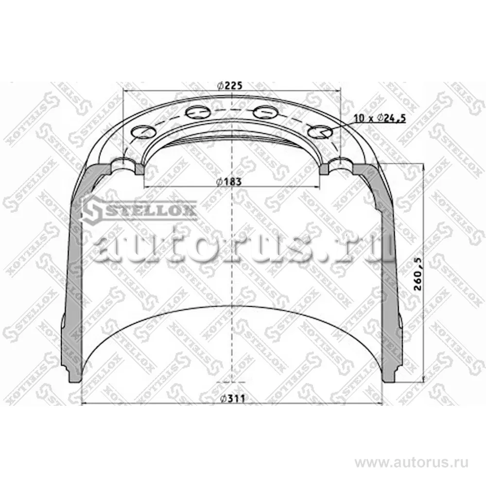 Торм.барабан 311x190/200 H 260 d 183/225 n10x24.5 ROR STELLOX 8500005_SX
