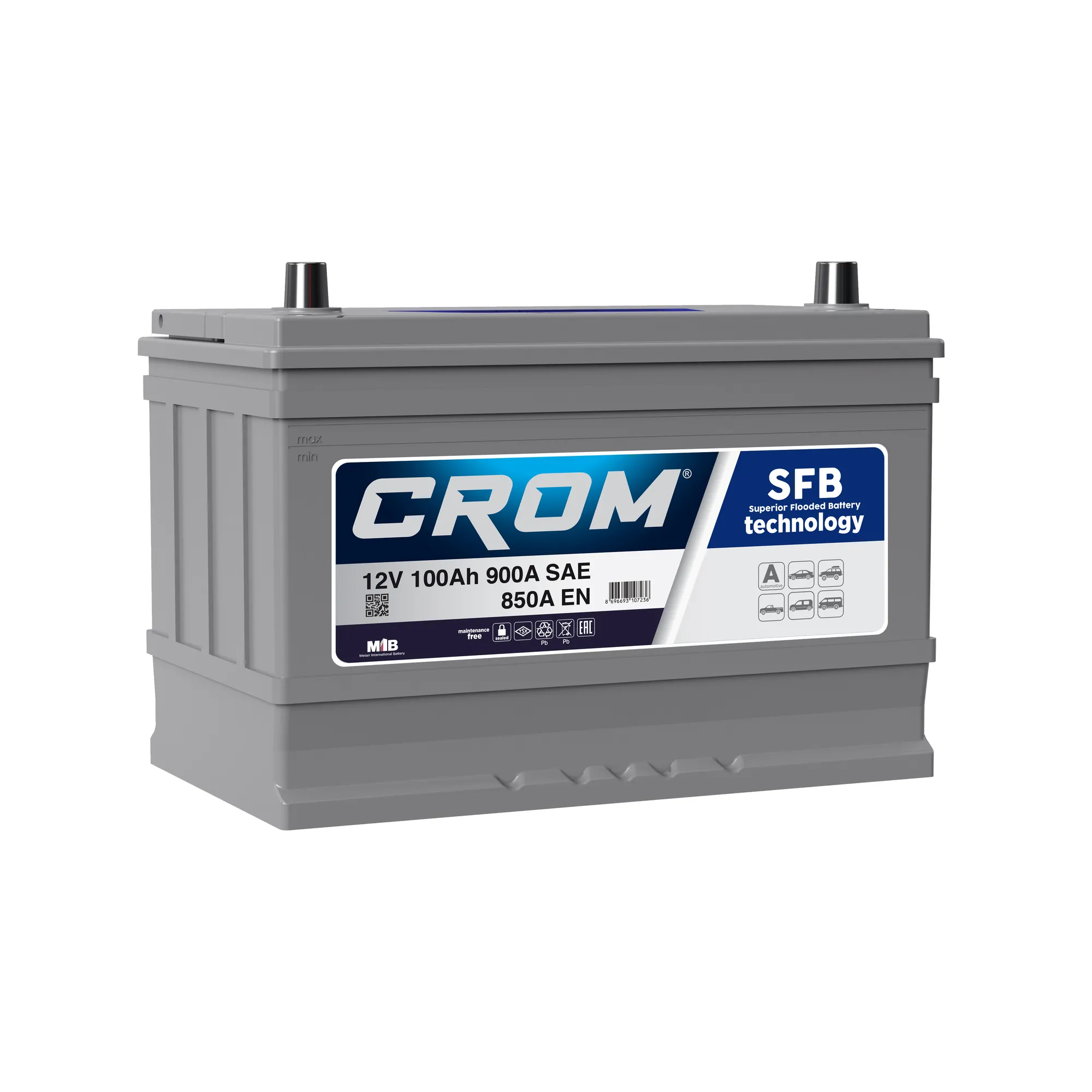 Аккумулятор CROM 100 А/ч Обратная 306x175x224 EN850 А