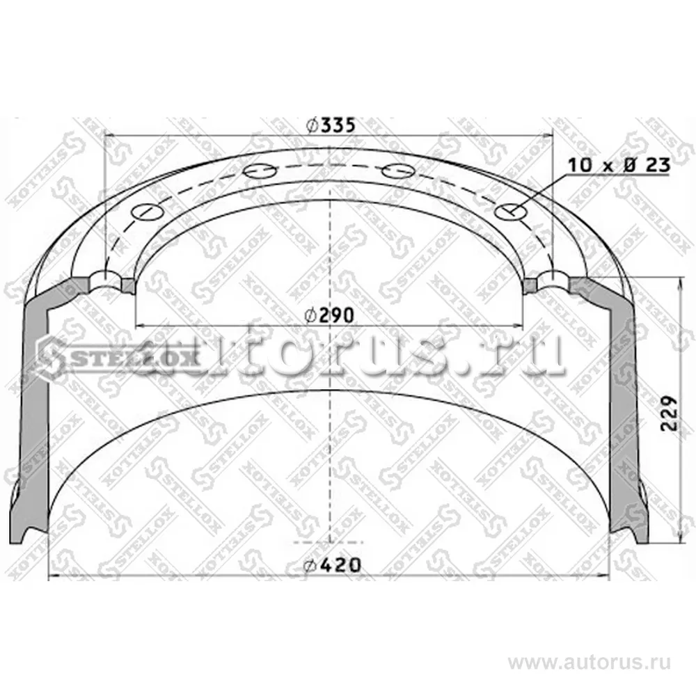 Торм.барабан 420.2x180/191 H 226 d 290/335 n10x23 под шпильку BPW STELLOX 8500039_SX