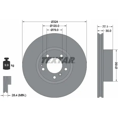 Диск тормозной передний стандартный BMW TEXTAR 92083400