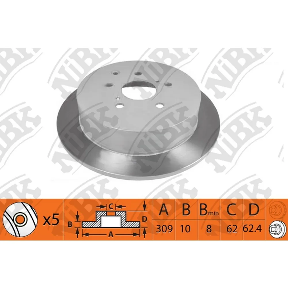 Диск тормозной задний LEXUS RX270/350/450H / TOYOTA HIGHLANDER/SIENNA NIBK RN1473
