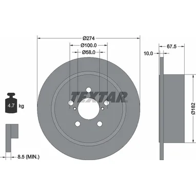 Диск тормозной задний стандартный SUBARU TEXTAR 92167800