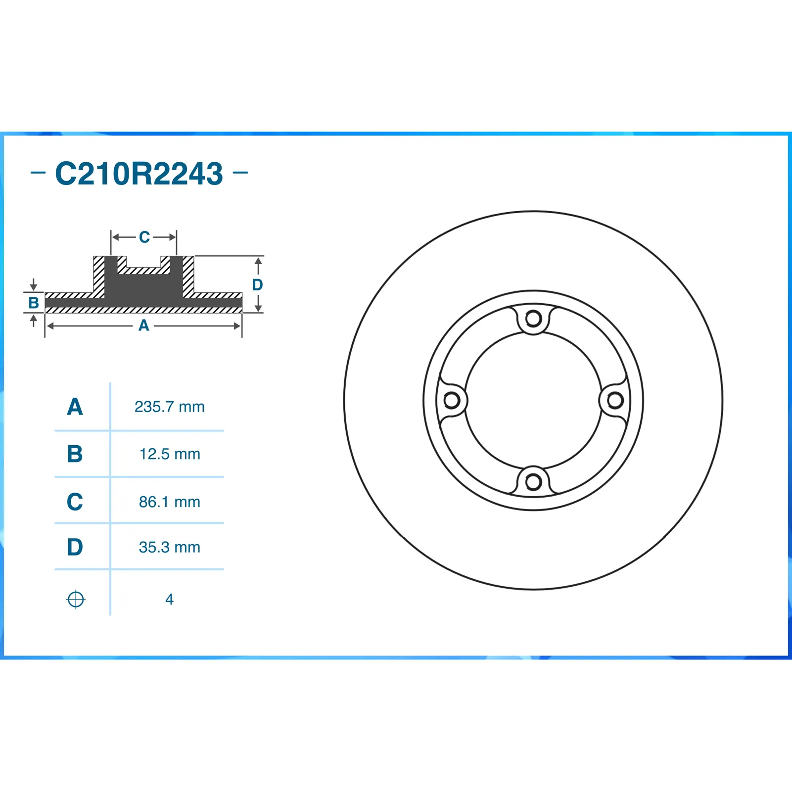 Диск тормозной передний CWORKS C210R2243