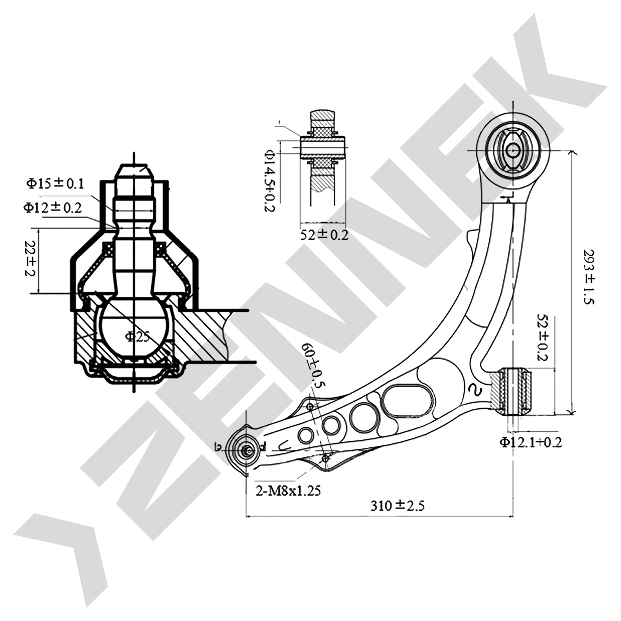 РЫЧАГ ПЕРЕДНИЙ ПРАВЫЙ FIAT PUNTO 99- ZENNEK DCA0049