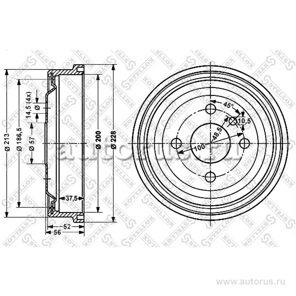 Барабан тормозной Opel Astra/Kadett 1.2-1.7D 84> STELLOX 6025-3605-SX