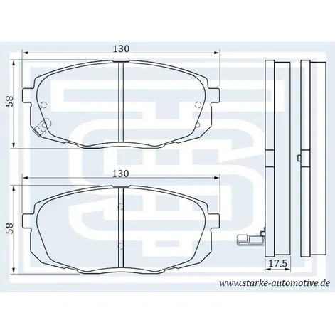 Колодки тормозные перед. KIA CARENS II / CERATO II STARKE 178-558