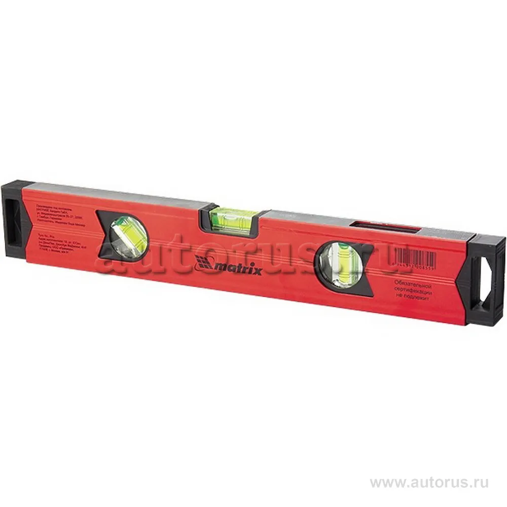 Уровень алюминиевый магнитный, 800 мм, фрезерованный, 3 глазка, 1 зеркальный, усиленный MATRIX 34708