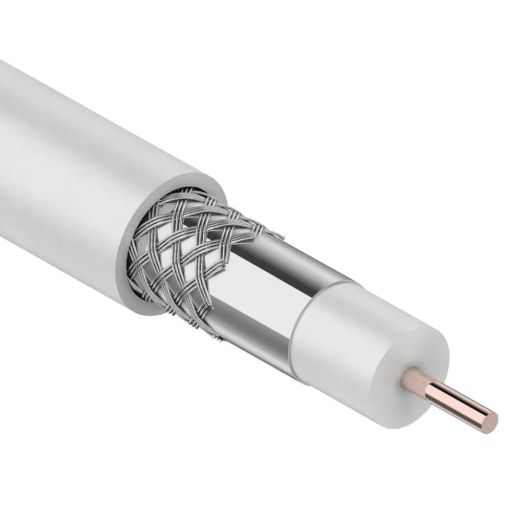 Кабель коаксиальный RG-6U, 75Ом, CCS/Al/Al, 64%, 100м, INDOOR, белый, , Max Вт REXANT 01-2201