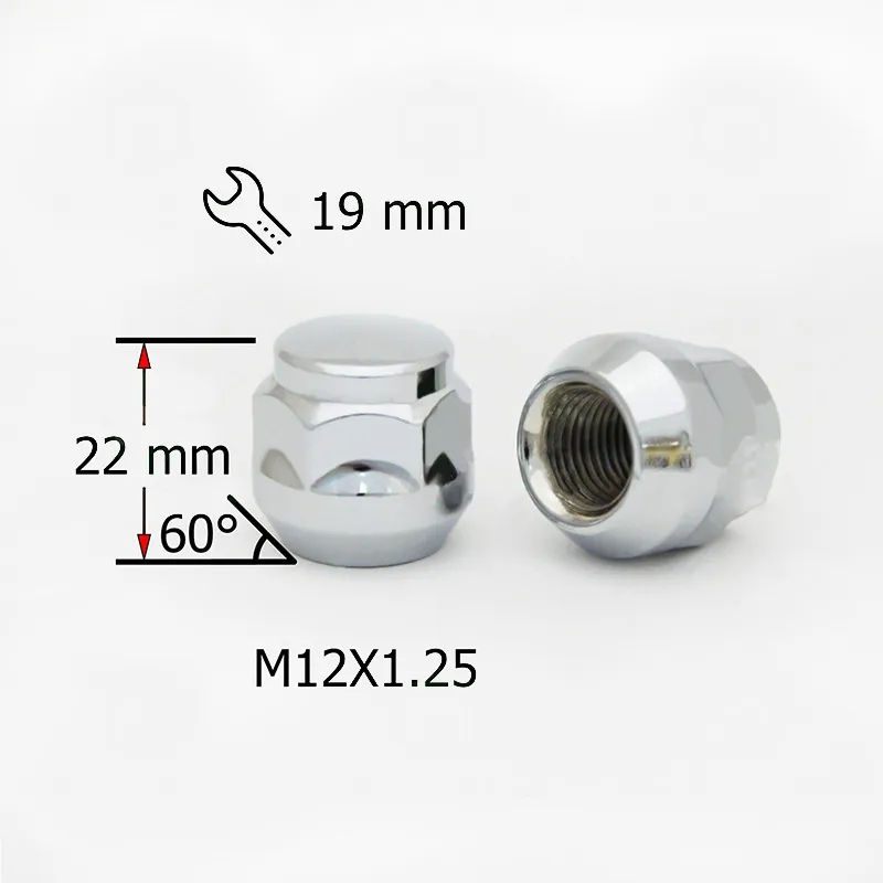 Гайка M12X1,25 22мм Конус,закрытая кл19мм Хром SDS FPA00005CHX