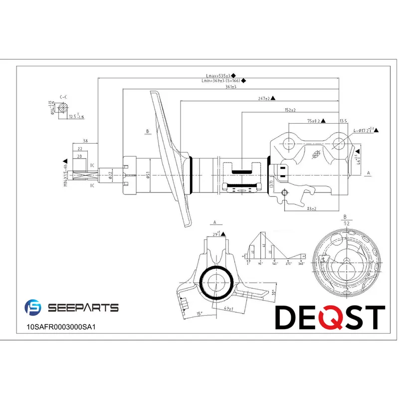 Амортизатор передний правый TOYOTA RAV 4 III 06TOYOTA RAV 4 III 06/ DEQST 10SAFR0003000