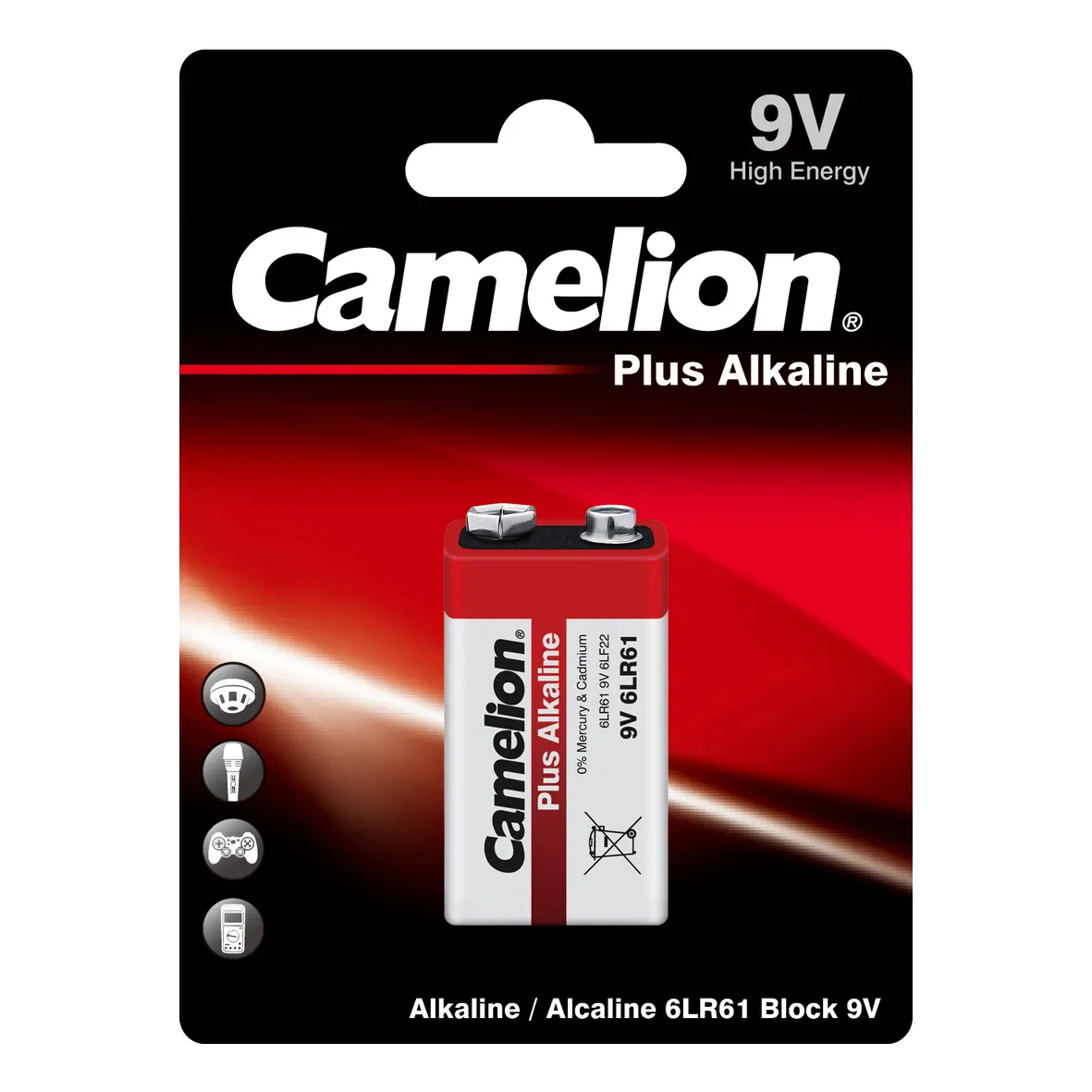 Батарейка алкалиновая Camelion Plus Alkaline 6LR61 9V (1 шт) 6LR61BP1