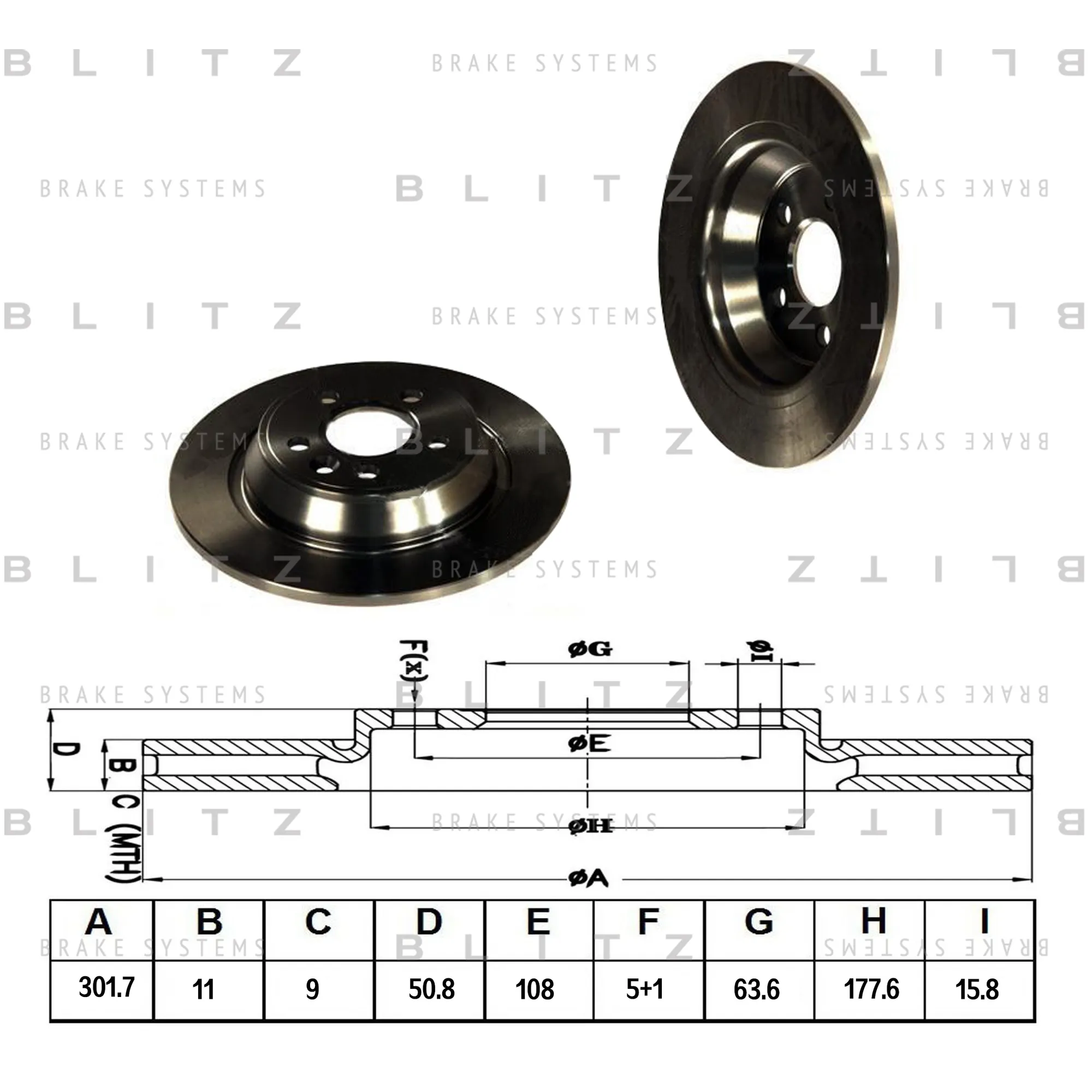 Диск тормозной задний FORD GALAXY/KUGA/MONDEO/S-MAX 06-> BLITZ BS0224