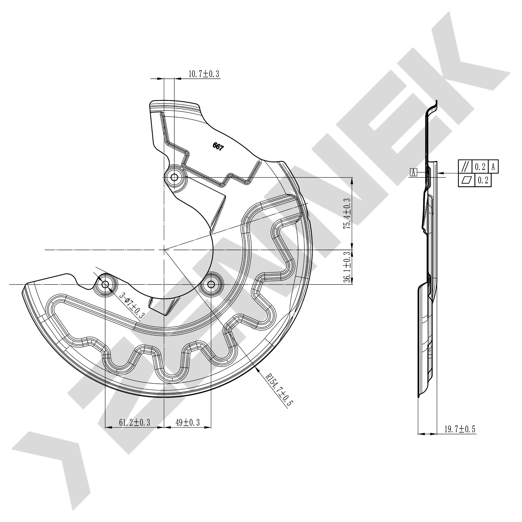 Защита тормозного диска передняя левая VW POLO (9N) 01-09, POLO SEDAN (9A) 02- AUDI A1 10- SKOD ZENNEK DCD0163