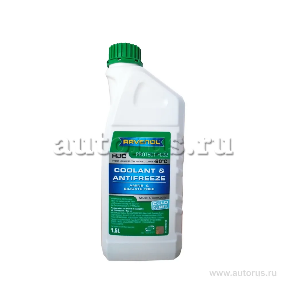 Антифриз готовый к прим. зеленый RAVENOL HJC COLD CLIMATE -60°C Protect FL22 (1,5л) 1410143-150 (4014835841208)