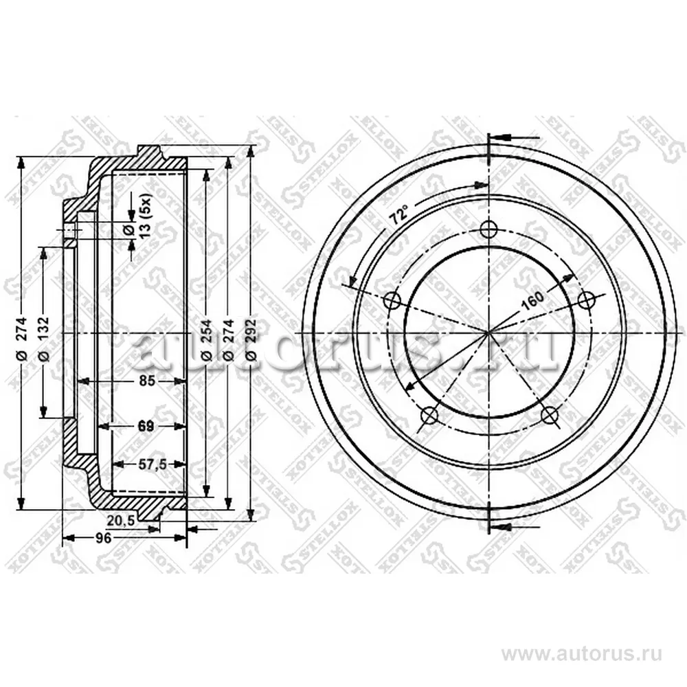 Барабан тормозной Ford Transit 2.0-2.5TD 91> STELLOX 6026-2508-SX