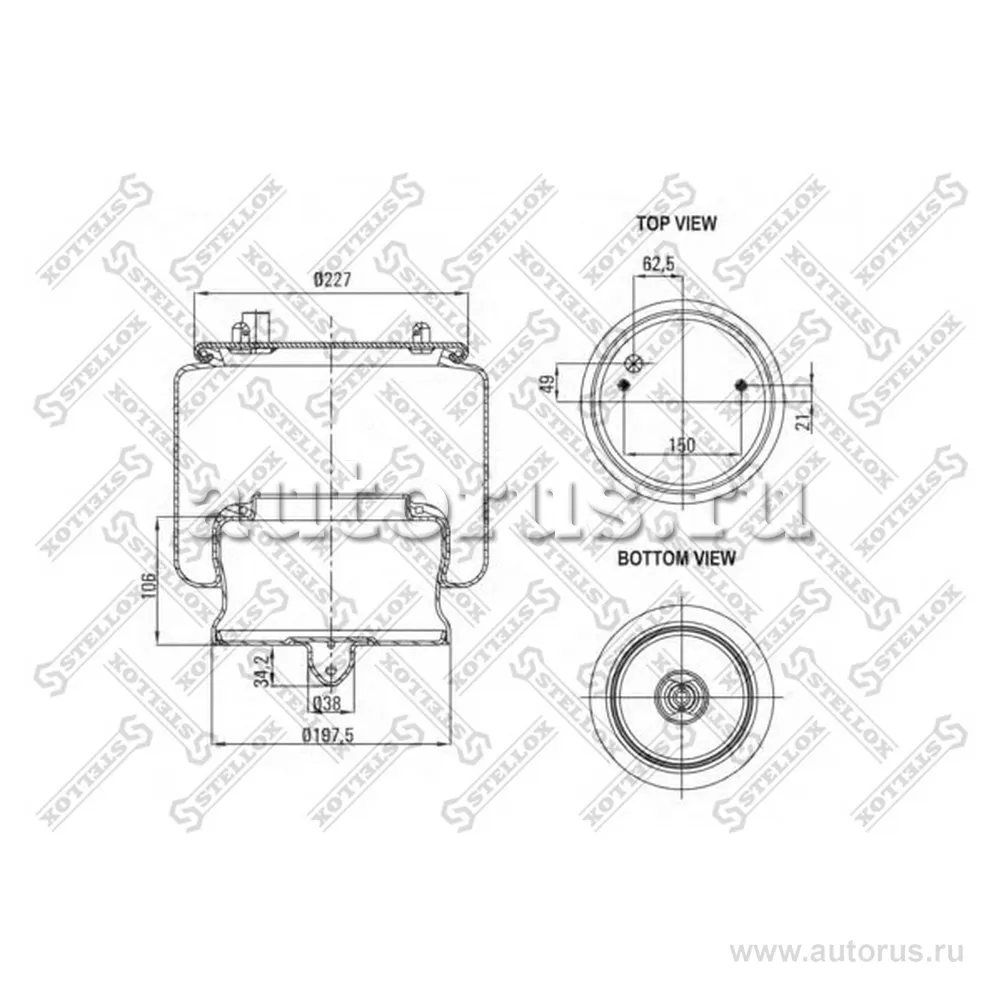 Пневмоподушка со стаканом Omn Volvo B12B STELLOX 84-00138-SX
