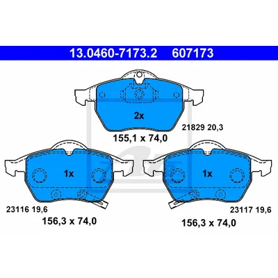 Колодки тормозные передние SAAB 9-5 ATE 13.0460-7173.2