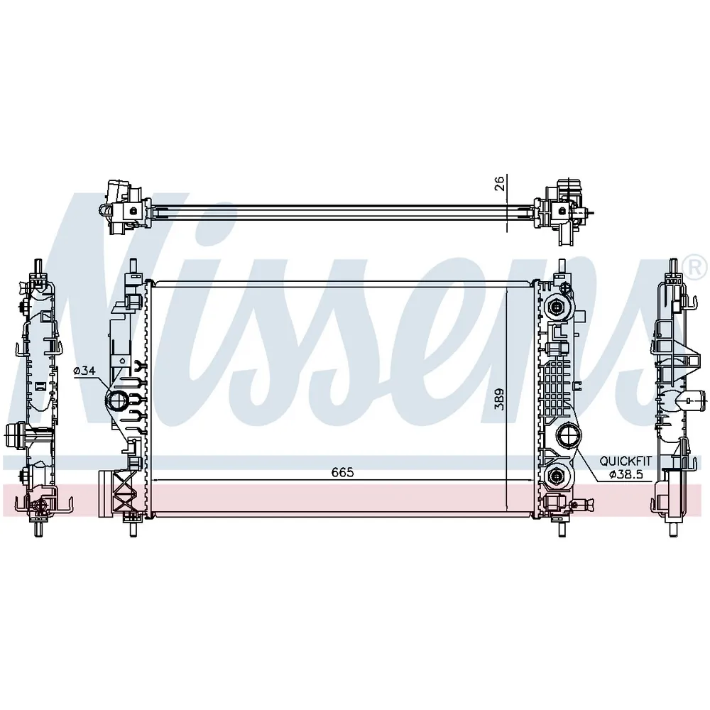 Радиатор основной OPEL Astra J/Insignia/Zafira C mot.1,4T/1,6T NISSENS 630762
