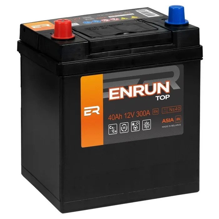 Аккумулятор ENRUN JIS TOP 40 А/ч прямой L+ 187x127x225 B19 EN 300 А