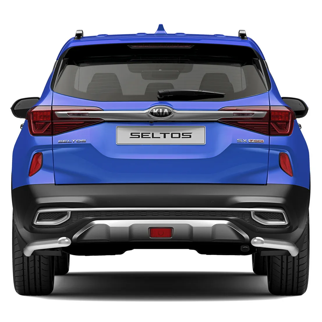 Защита заднего бампера d57 уголки Rival для Kia Seltos 2020-н.в., нерж. сталь, 2 части, R.2813.003