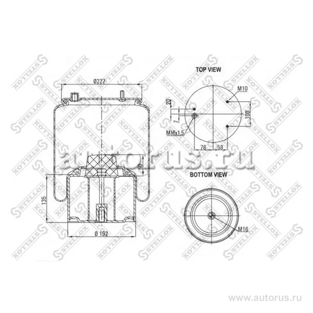 Пневмоподушка со стак. DAF STELLOX 84-00127-SX