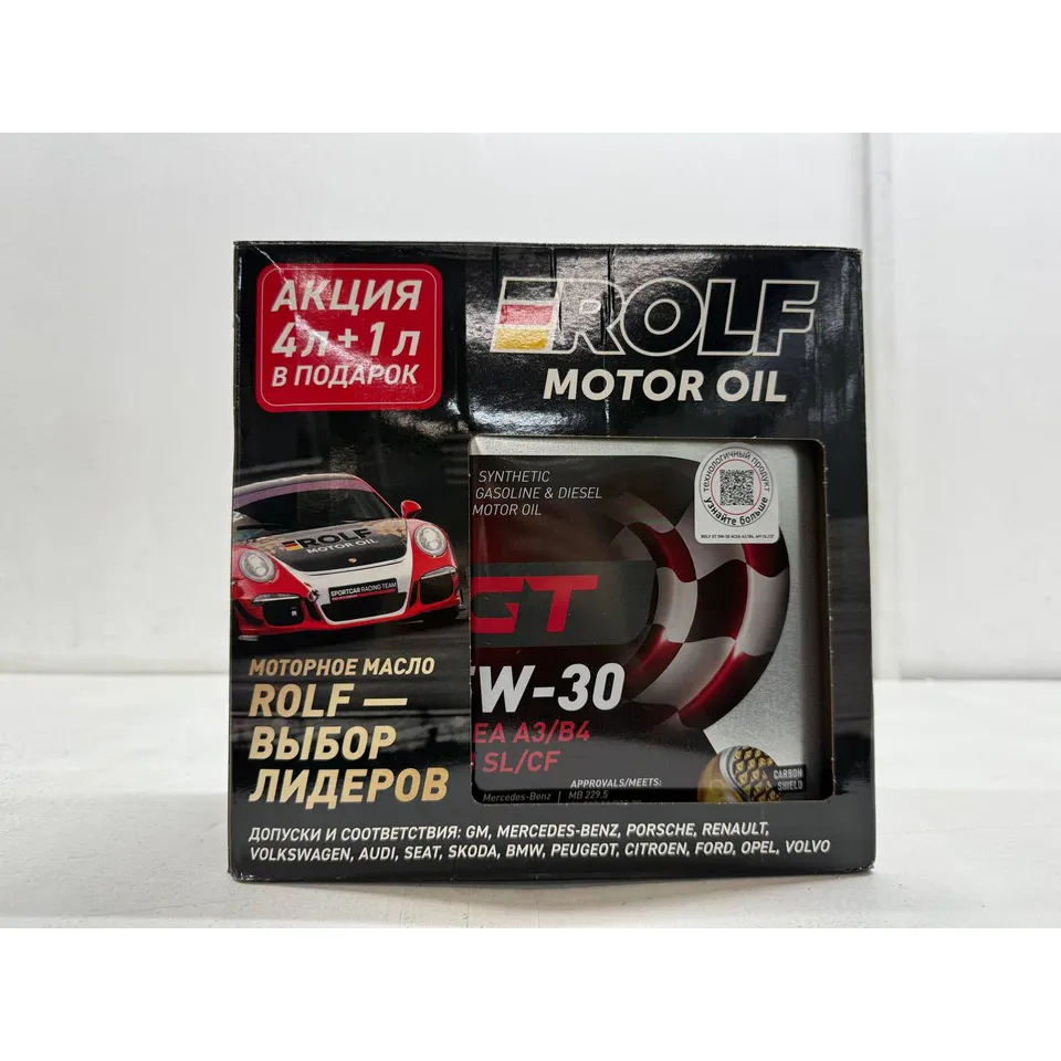 Масло моторное ROLF GT 5W-30 синтетическое 4 л + 1 л УЦЕНКА! 322627-N0