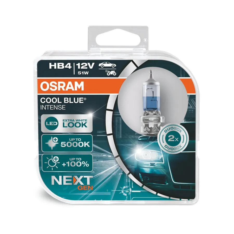 Лампа 12V HB4 51W P22d 5000K OSRAM COOL BLUE INTENSE 2 шт. DUOBOX 9006CBN-HCB