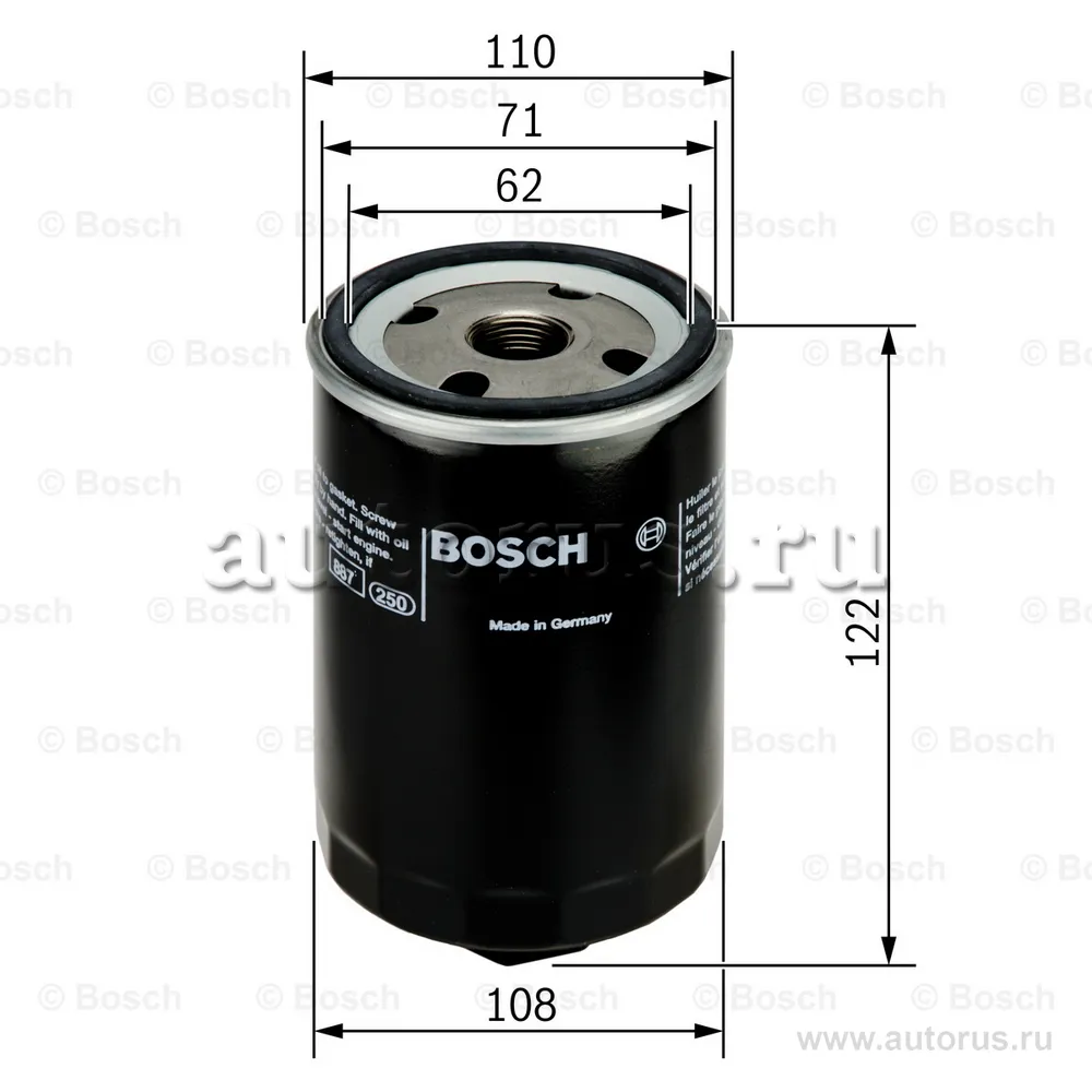 Фильтр масляный AD 100/A6 / VW T4 / VOLVO 850/S70/S80/V70 дизель BOSCH 0 451 203 223