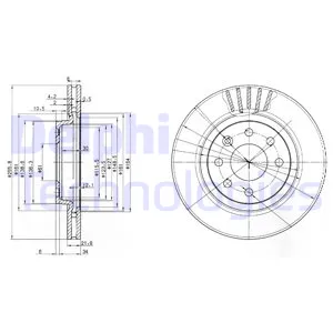 Диск тормозной передний вент.[256х22] 4 отверстий ( MIN 2) DELPHI BG2899