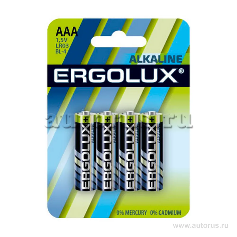 Батарейка алкалиновая ERGOLUX Alkaline AAA 1,5V (4 шт) LR03 BL-4