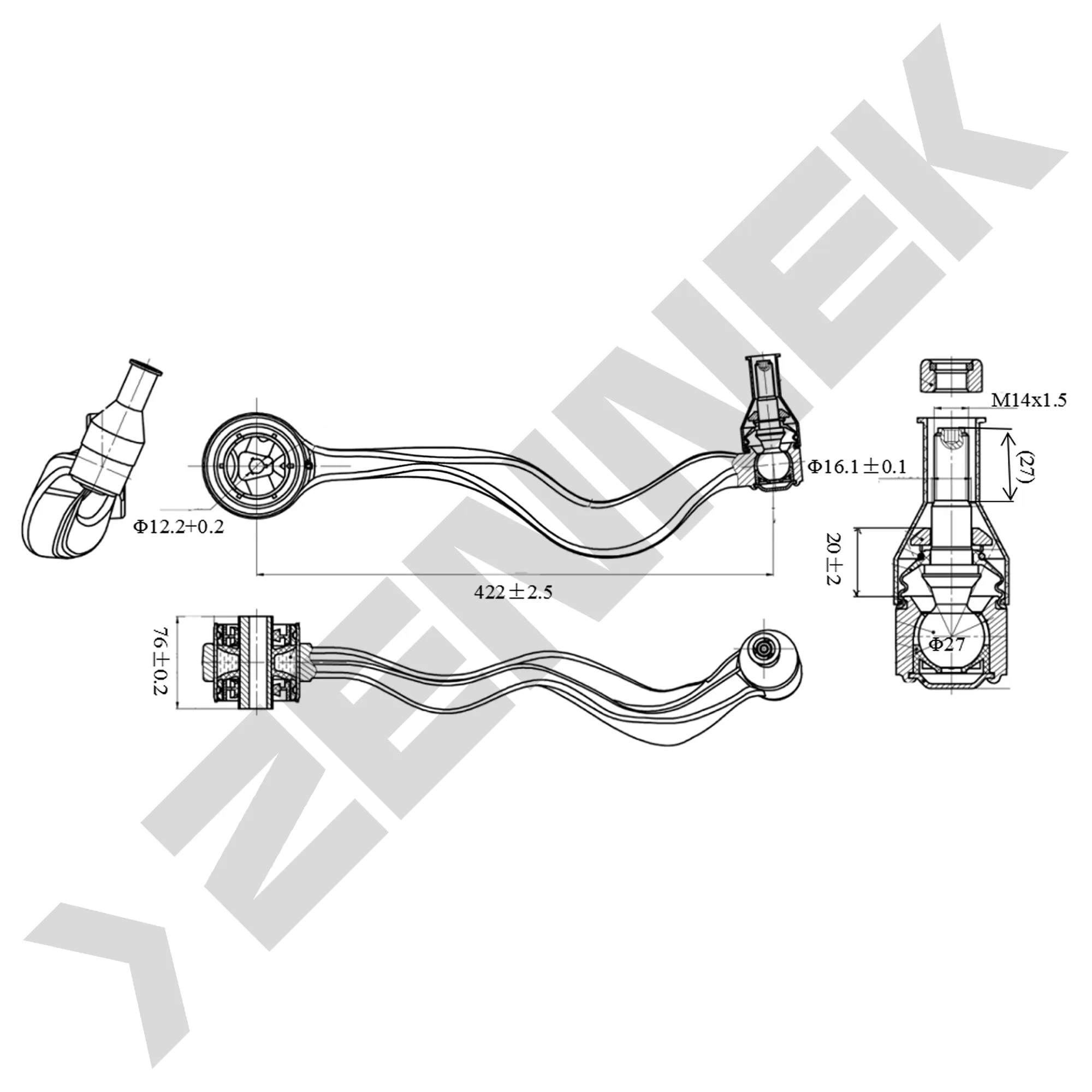 РЫЧАГ ПЕРЕДНИЙ НИЖНИЙ ЛЕВЫЙ BMW E60/E61 02 ZENNEK DCA0089