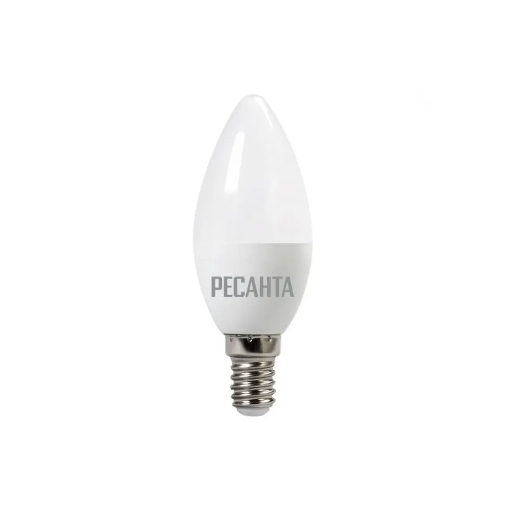 Лампа светодиодная 230V бытовая 6W E14 4000K Ресанта LL-R-C37 1 шт. картон 76/1/4