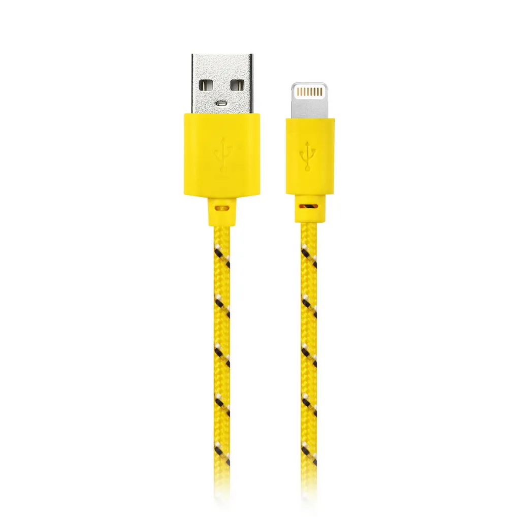 Дата-кабель USB - 8-PIN для APPLE, нейлон, длина 1 м, желтый SMARTBUY IK-512N YELLOW