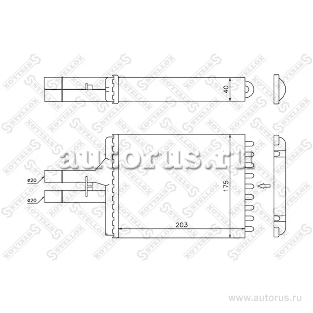 Радиатор печки без AC Opel Vectra B All 95> STELLOX 10-35076-SX