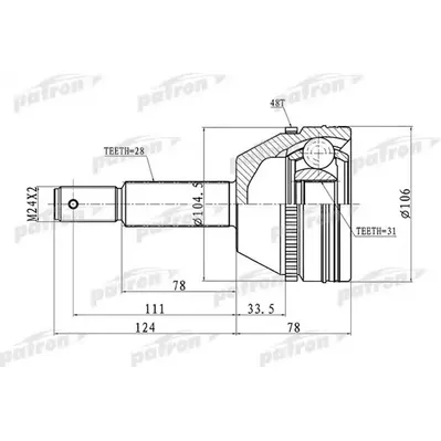 ШРУС наружн к-кт [A:28, B:31, D:106, ABS:48] FORD: Tran PATRON PCV3237