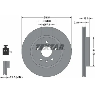 Диск тормозной задний с покрытием PRO OPEL/SAAB/VAUXHALL TEXTAR 92187303