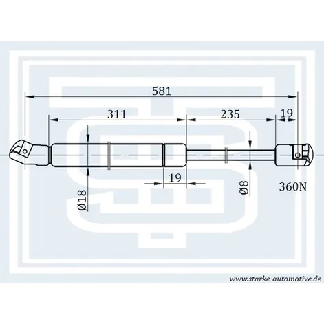 Амортизатор багажника VW GOLF III Variant / POLO (6N1) --10.99 L585mm / 360N STARKE 183-151
