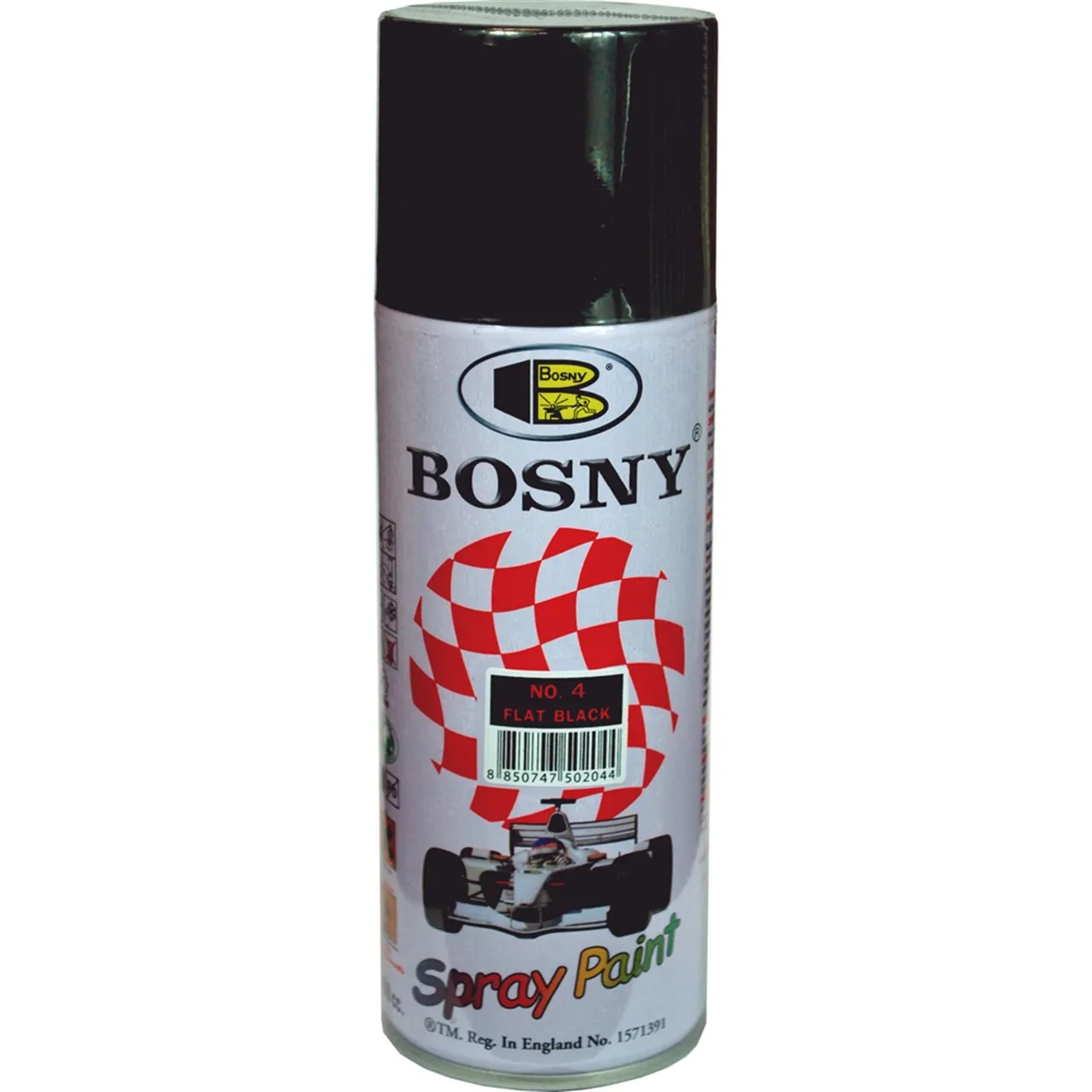 Акриловая аэрозольная краска черный матовый ral 9005 Bosny, 520 мл, 300гр