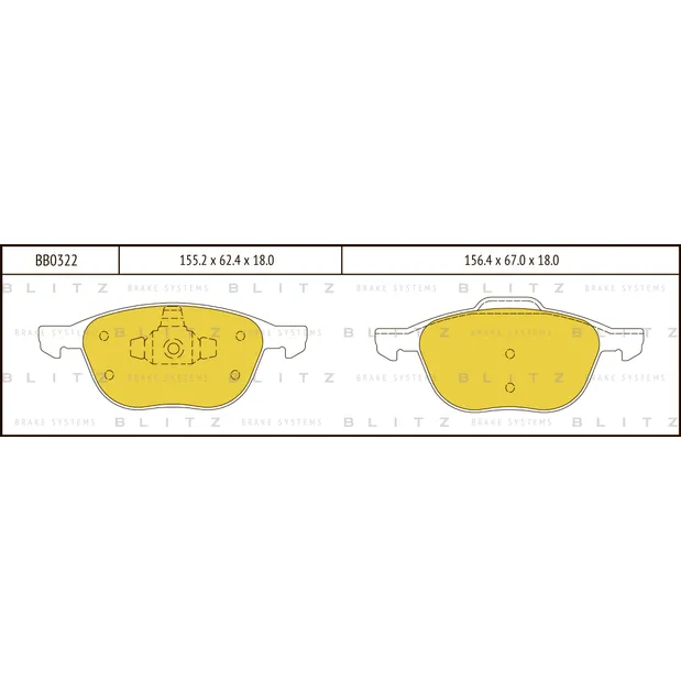 Колодки передние FORD FOCUS 2 MAZDA VOLVO BLITZ BB0322
