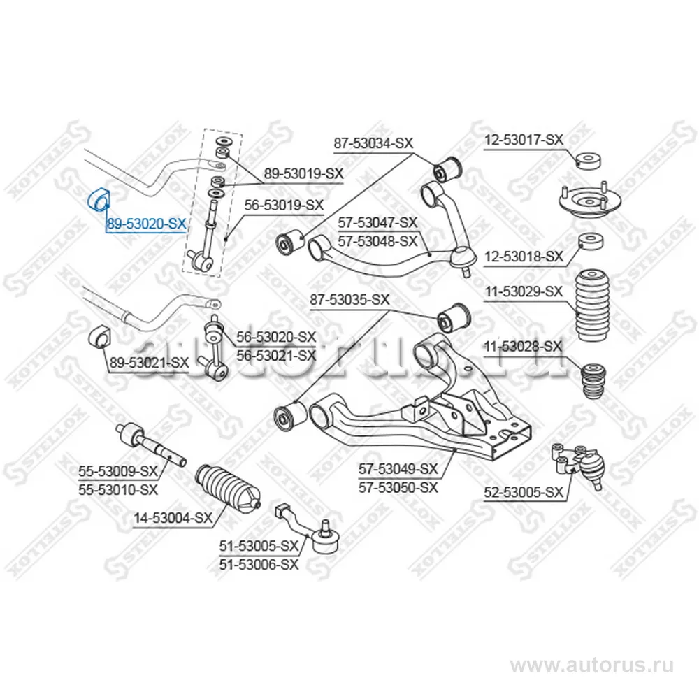 Втулка стабилизатора переднего KIA Sorento 02-03 STELLOX 89-53020-SX